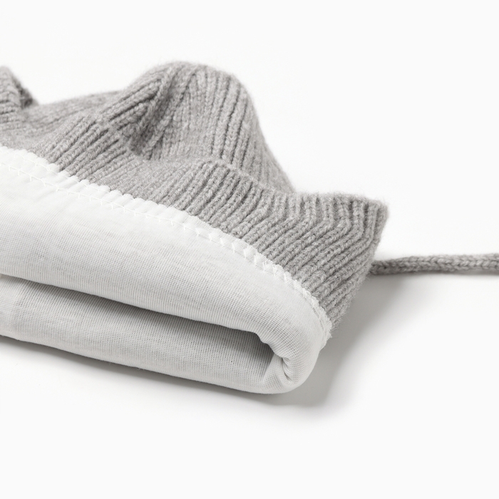 Комплект вязаный: шапка, шарф, варежки (1-3 года), серый Комплект вязаный: шапка, шарф, варежки (1-3 года), серый