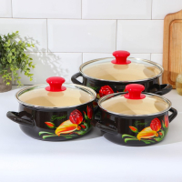 Набор эмалированных кастрюль «Грациозный», 3 предмета: 1,5 л, 2 л, 3 л, индукция Набор эмалированных кастрюль «Грациозный», 3 предмета: 1,5 л, 2 л, 3 л, индукция