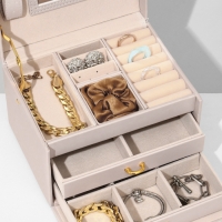 Подставка для украшений &laquo;Шкатулка&raquo; раздвижная с зеркалом, 17,5&times;14&times;13,5, цвет светло розовы