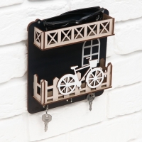 Ключница настенная с полкой и карманом, велосипед, 19,2 х 20 см. Ключница настенная с полкой и карманом, велосипед, 19,2 х 20 см.