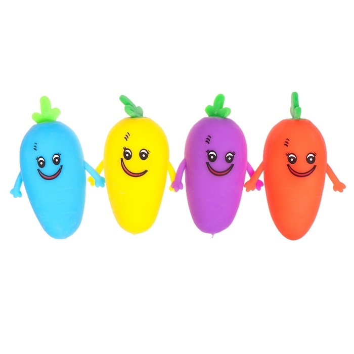 Антистресс игрушка - мялка &laquo;Морковки&raquo;, с пастой, набор 4 шт, цвета МИКС