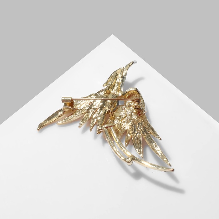 Брошь &laquo;Птица&raquo; феникс, цвет бело-жёлтый в золоте