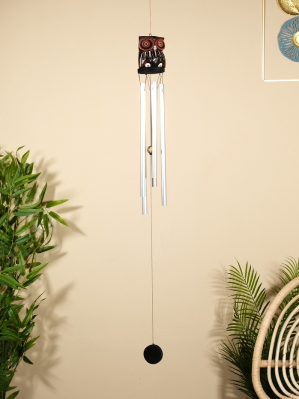 Музыка ветра "Совёнок" дерево, алюминий 9х8х100 см