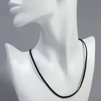 Шнурок из искусственной замши с замком, 45 см + удлинитель, цвет чёрный