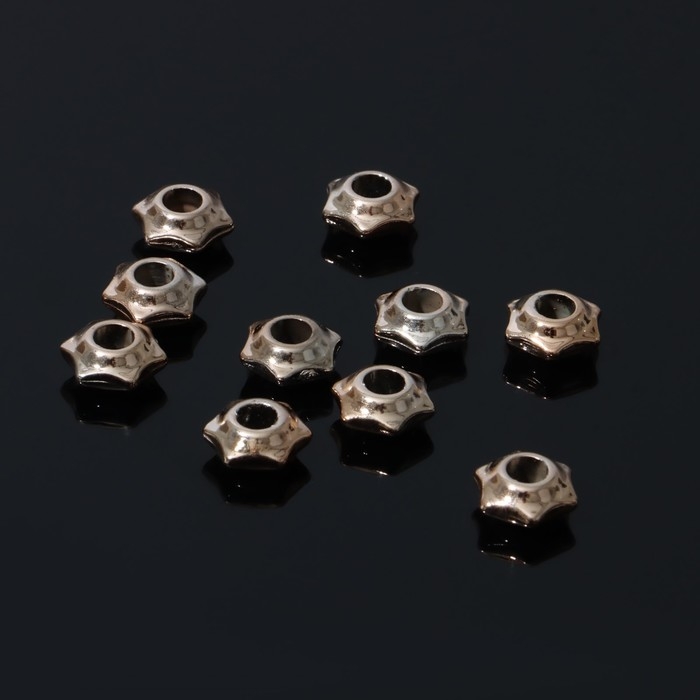 Кримп (покрывная бусина) 1,2&times;1,2&times;0,6 см, (набор 10 шт.), цвет золото