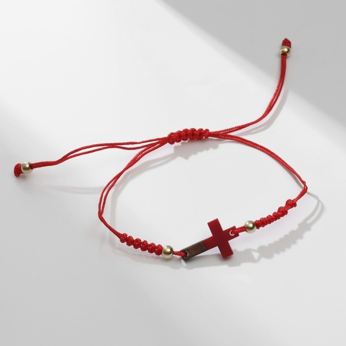 Браслет-оберег &laquo;Красная нить&raquo; крестик, цвет красный