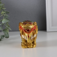 Нэцке полистоун "Индийский слон на золотых слитках" золото 4,6х8,8х8 см