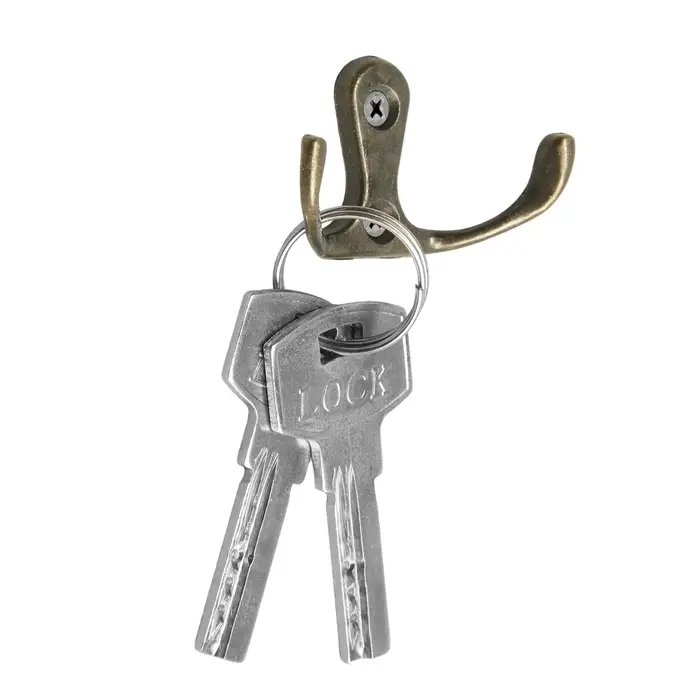 Крючок мебельный ТУНДРА TKd=004, двухрожковый, бронза, 200 шт.