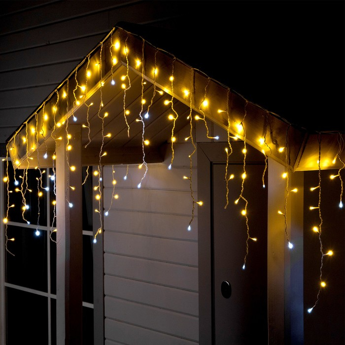 Гирлянда «Бахрома» 3 × 0.6 м, IP44, УМС, белая нить, 160 LED, свечение тёплое белое, мерцание белым, 220 В Гирлянда «Бахрома» 3 × 0.6 м, IP44, УМС, белая нить, 160 LED, свечение тёплое белое, мерцание белым, 220 В