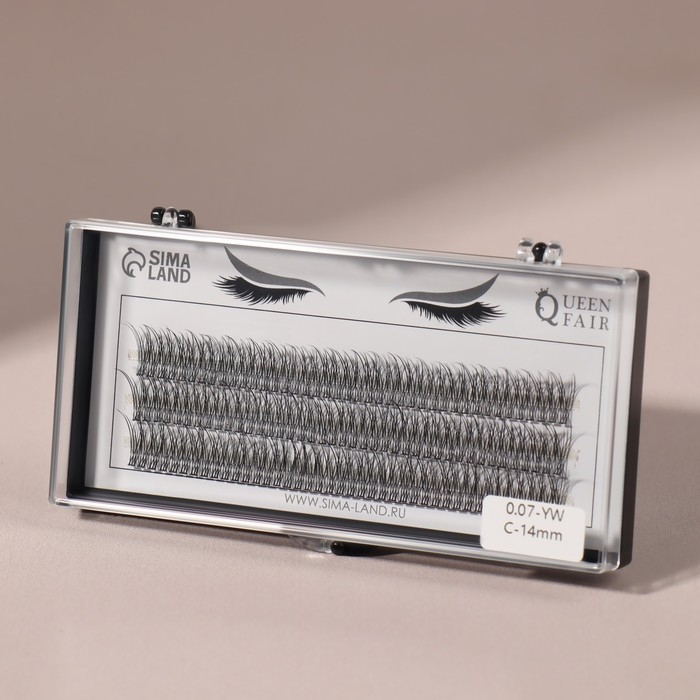 Набор накладных ресниц &laquo;Ласточкин хвост&raquo;, пучки, 14 мм, толщина 0,07 мм, изгиб С, 12 D