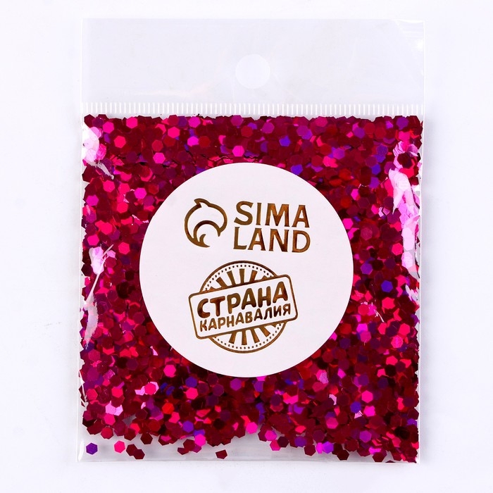 Наполнитель для шара &laquo;Конфетти&raquo;, шестиугольник, 3 мм, 10 г, цвет розовый