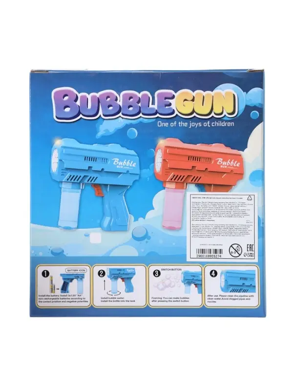 Генератор мыльных пузырей &laquo;Пистолет&raquo;, световые эффекты, работает от батареек, красный