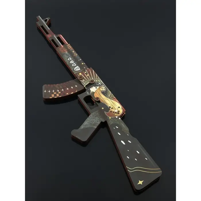 Набор сувенирное оружие &laquo;Красный с золотом&raquo;, автомат, пистолет с глушителем, нож-штык, 3 шт