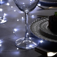 Гирлянда &laquo;Мишура&raquo; 5 м роса, IP20, серебристая нить, 100 LED, свечение белое, USB