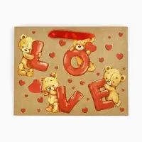 Пакет подарочный крафтовый &laquo;Любовь&raquo;, MS 18 х 10 х 23 см