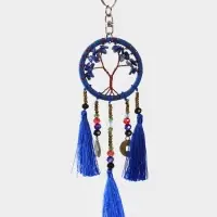 Брелок ловец снов "Древо" 19 см, цв. синий