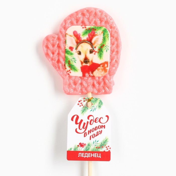 Новый год! Леденец на палочке, варежка, с вафельной картинкой «Чудес в новом году», 35 г Новый год! Леденец на палочке, варежка, с вафельной картинкой «Чудес в новом году», 35 г