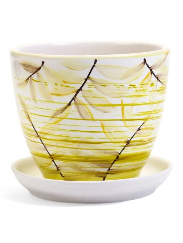 Горшок цветочный поддоном  1 л,  керамика, Тропики (М)