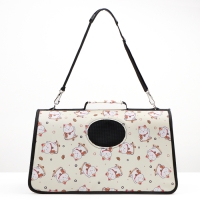 Сумка-переноска каркасная "Котики", размер L, 53 х 21 х 29 см, бежевая