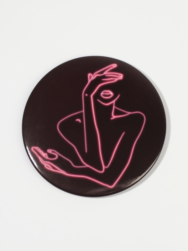 Зеркало (1) б/увел GRL PWR d7см металл/бумага силуэт PVC/короб QF