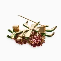 Брошь "Цветы Астры", цвет розово-фиолетовый в золоте