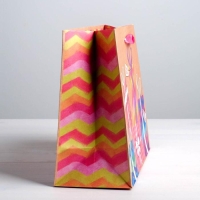 Пакет подарочный крафтовый горизонтальный, упаковка, &laquo;Подарки!&raquo;, L 31 х 40 х 9 см