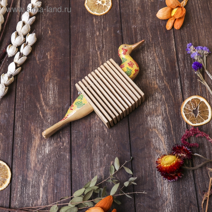 Сувенирный музыкальный инструмент "Трещотка крокодил пятнистый" дерево 4x27x9 см МИКС