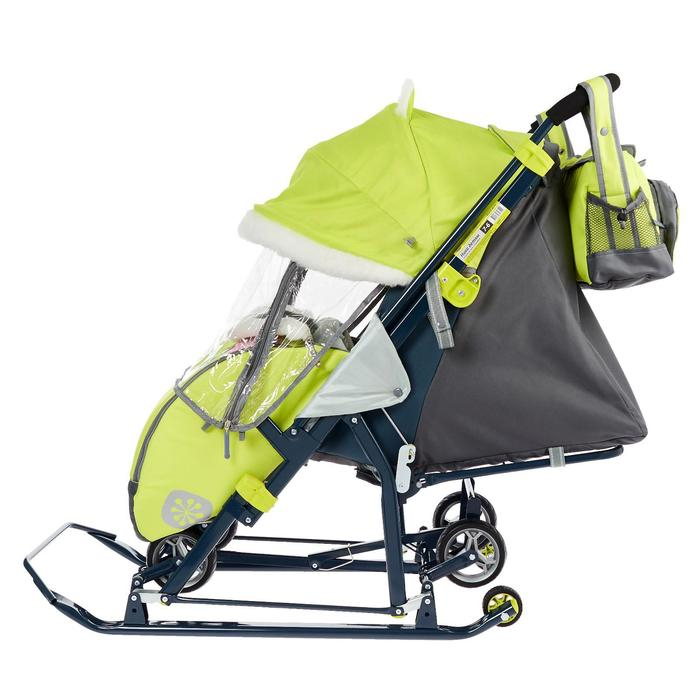 Санки коляска &laquo;Ника Детям НД 7-6&raquo;, рисунок с жирафом, цвет лимонный, механизм качания