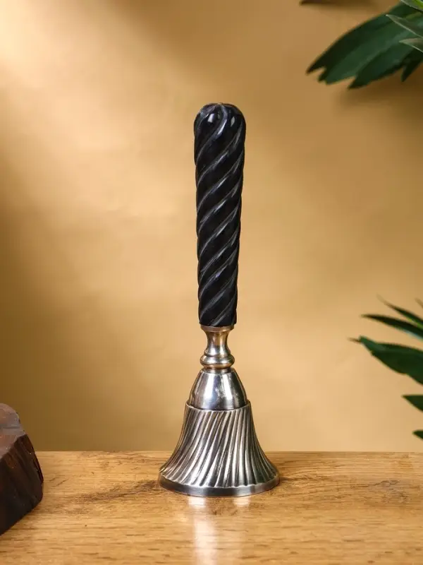 Колокольчик с чёрной ручкой, 18 см, латунь