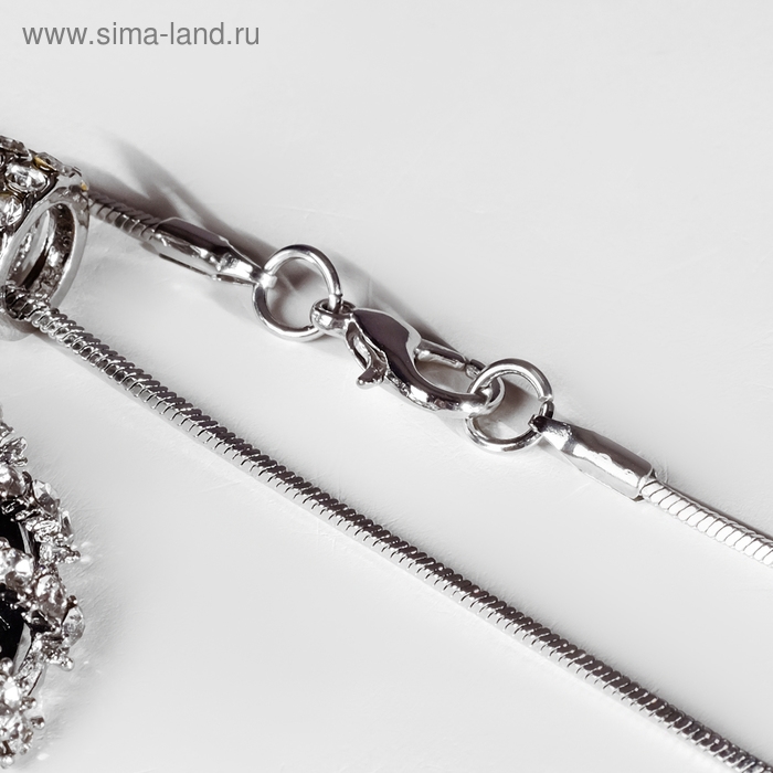 Кулон &laquo;Свидание&raquo; круг с узором, цвет чёрно-белый в серебре, L=70 см