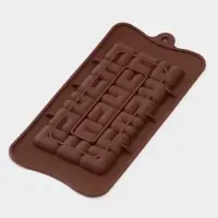 Форма для шоколада Доляна &laquo;Лабиринт&raquo;, силикон, 22&times;11&times;1 см, 18 ячеек, коричневая