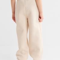 Брюки для девочки с начёсом MINAKU: Exclusive print, бежевые, Oversize рост 110 см