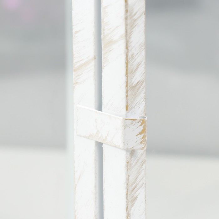 Подсвечник металл, стекло "Фонарь - ажурный узор" н-р 2 шт d-7,5, 12 см белый 15х15х46 см