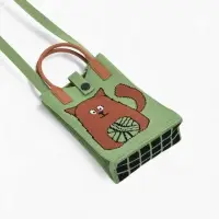 Сумка подр Коты, 12*4*17, отд на кнопке, дл ремень, зеленый