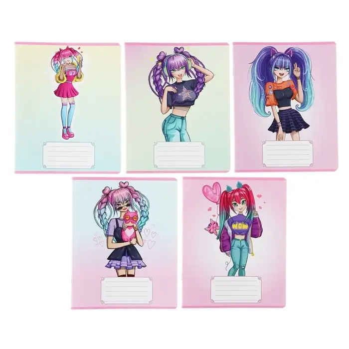 Тетрадь 24 листа в линейку Calligrata &laquo;Аниме 07&raquo;, обложка мелованный картон, МИКС