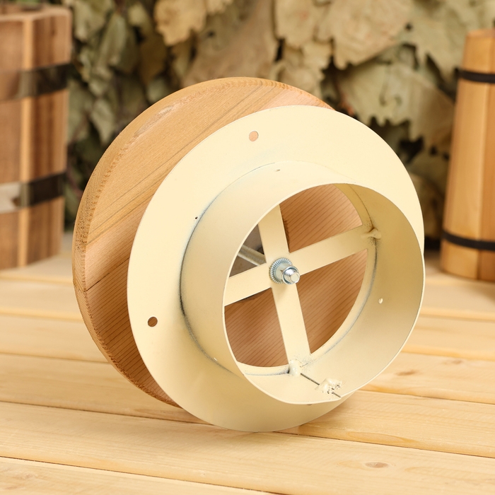 Вентиляционный клапан с юбкой D=100мм Канадский кедр основание металл