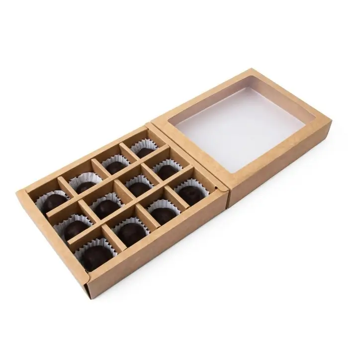 Коробка для 12 конфет, крафт, 19&times;15&times;3.5 см