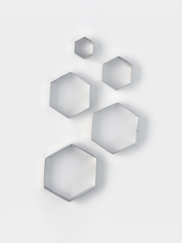 Формы печенья Доляна &laquo;Шестиугольник&raquo;, набор 5 шт., 9.6&times;8.3&times;2.5 см, нержавеющая сталь, серебристые