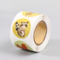 Наклейка бумага "Лесные зверята" d=2,5 см 252 шт в рулоне Наклейка бумага "Лесные зверята" d=2,5 см 252 шт в рулоне