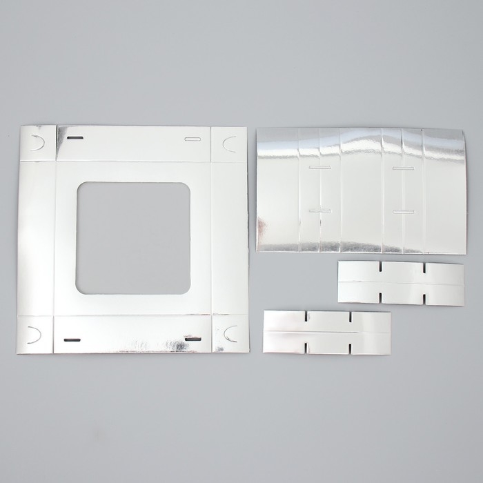 Коробка для конфет, кондитерская упаковка, 9 ячеек, &laquo;Серебристая&raquo;, 14.7 х 14.7 х 3.5 см