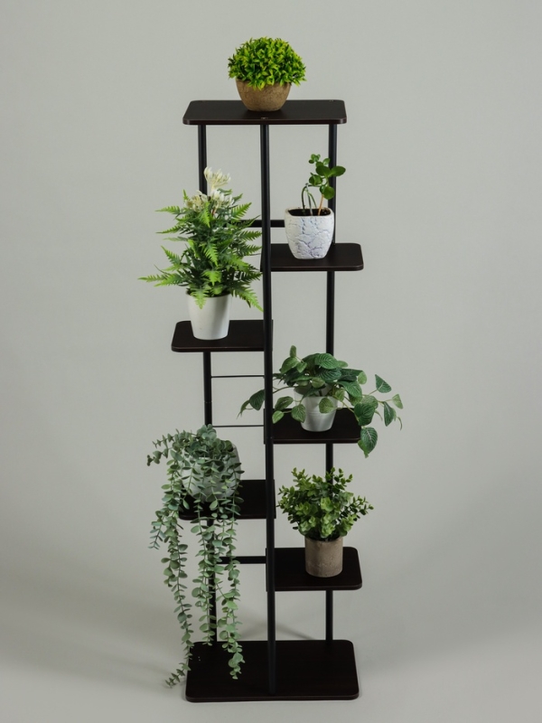 Подставка для цветов Greengo, 7 полок, 36 &times; 23 &times; 120 см, напольная, каркас металл, полки МДФ, чёрная