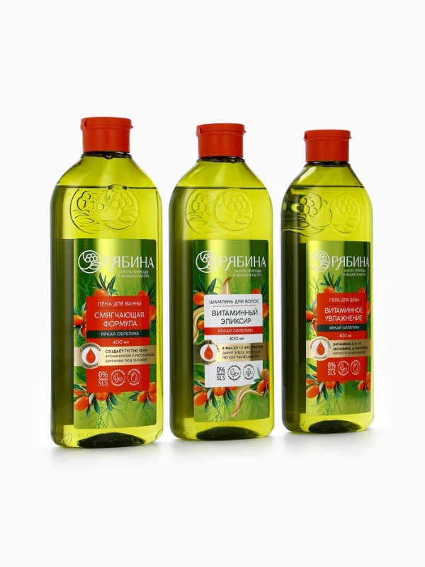 Гель для душа, витаминное увлажнение, аромат облепихи, 400 мл, Рябина