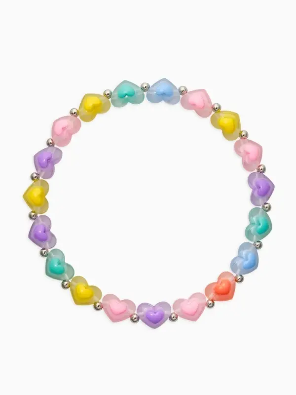Бусы детские "Выбражулька" сердце, цветные в серебре