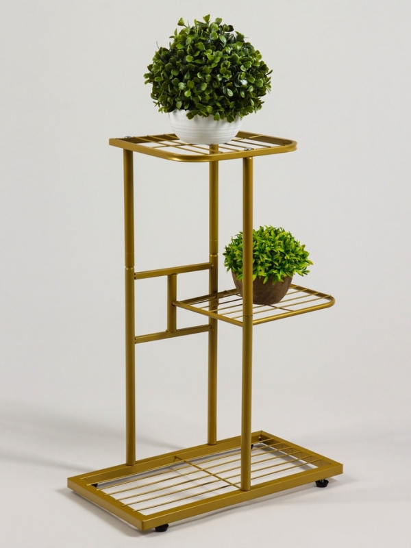 Подставка для цветов Greengo, 3 полки, 43 &times; 22 &times; 57 см, напольная, металл, цвет золотой