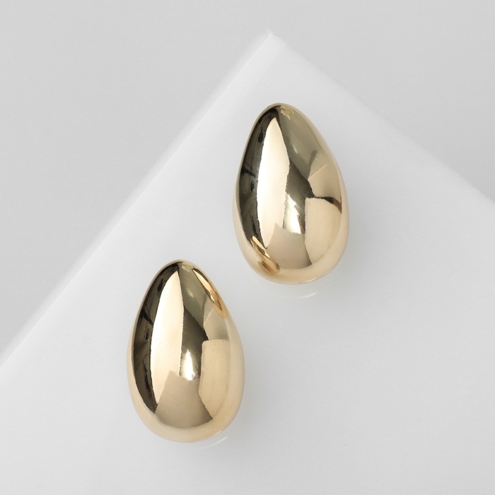 Серьги пластик &laquo;Капля&raquo; структура мах, цвет золото