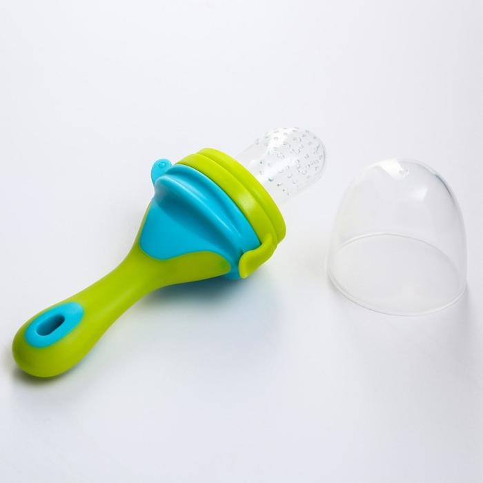 Ниблер для прикорма, с силиконовой сеточкой, цвет голубой/лайм