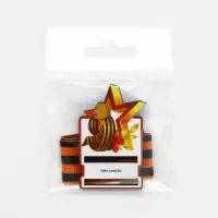 Значок деревянный с лентой "9 мая,звезда", георгиевская лента