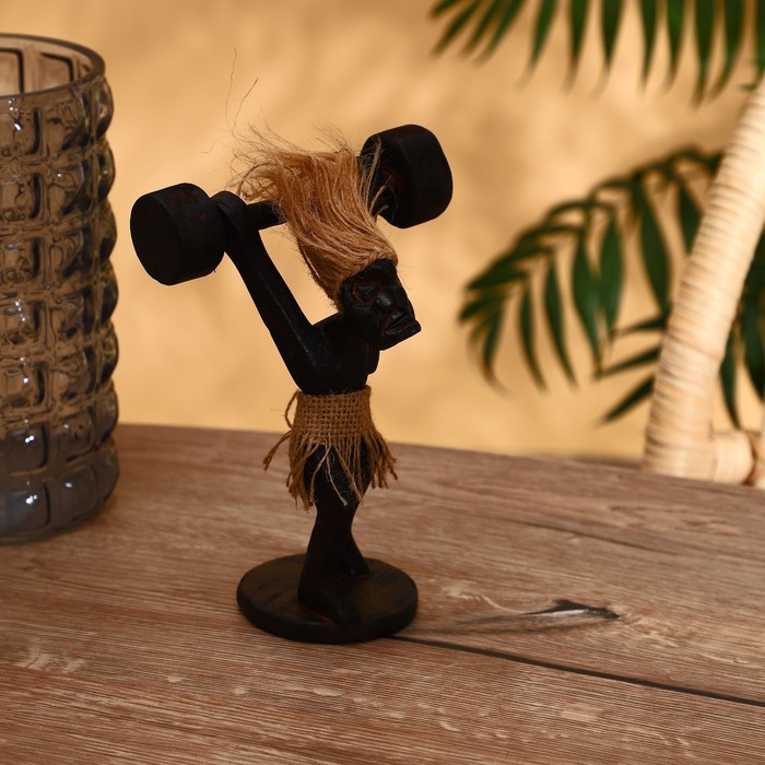 Сувенир &laquo;Абориген-штангист&raquo;, 14&times;9&times;20 см, дерево