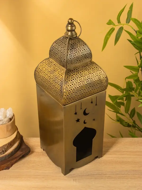 Подсвечник фонарь "Золотой полумесяц" железо 15х15х50,5 см