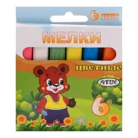 Мелки цветные "АЛГЕМ", в наборе 6 штук, квадратные